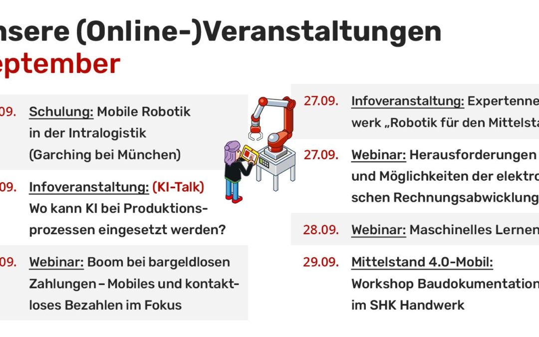 Mittelstand 4.0-Kompetenzzentrum Augsburg – Online Veranstaltungen September