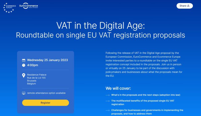 Roundtable on Single EU VAT Registration Proposals