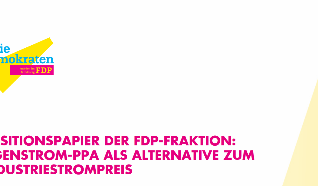 POSITIONSPAPIER der FDP-Fraktion: Eigenstrom-PPA als Alternative zum  Industriestrompreis