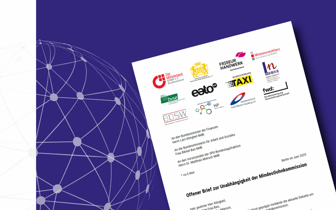 BVMW e.V. – Offener Brief zur Unabhängigkeit der Mindestlohnkommission